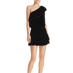Joie One-Shoulder Black Velvet Party Dress